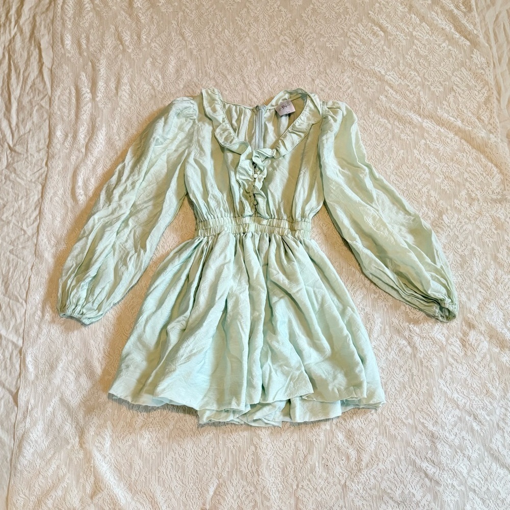 Jenni Nicole Della ruffle mint mini dress - Picture 2 of 10